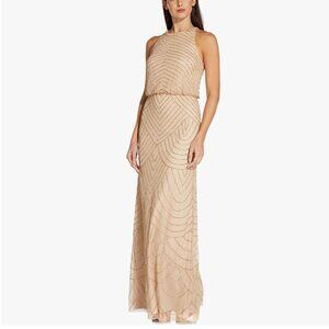 adrianna papell women's halter art deco beaded blouson dress Size 2